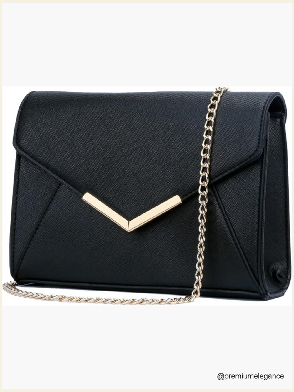 Faux Leather Evening Envelope Clutch Purse Foldover Crossbody Bag for Party